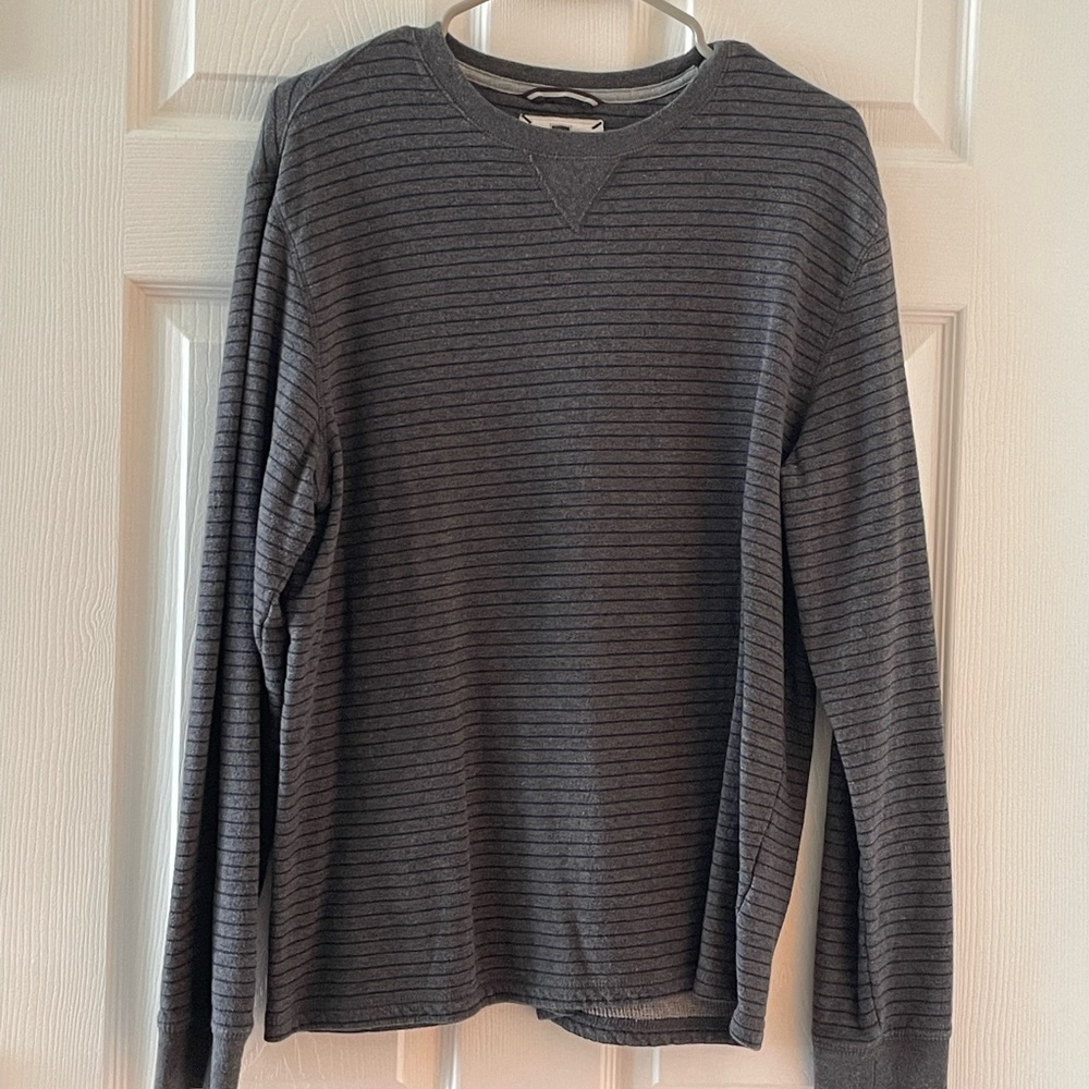 Black Brown 1826 Gray Crewneck Sweater with stripes